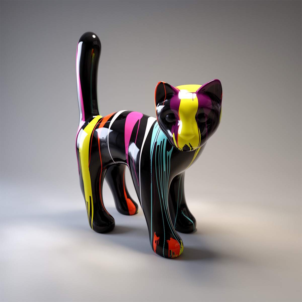 Grande Figure Décorative Chat Coloré – Image 4