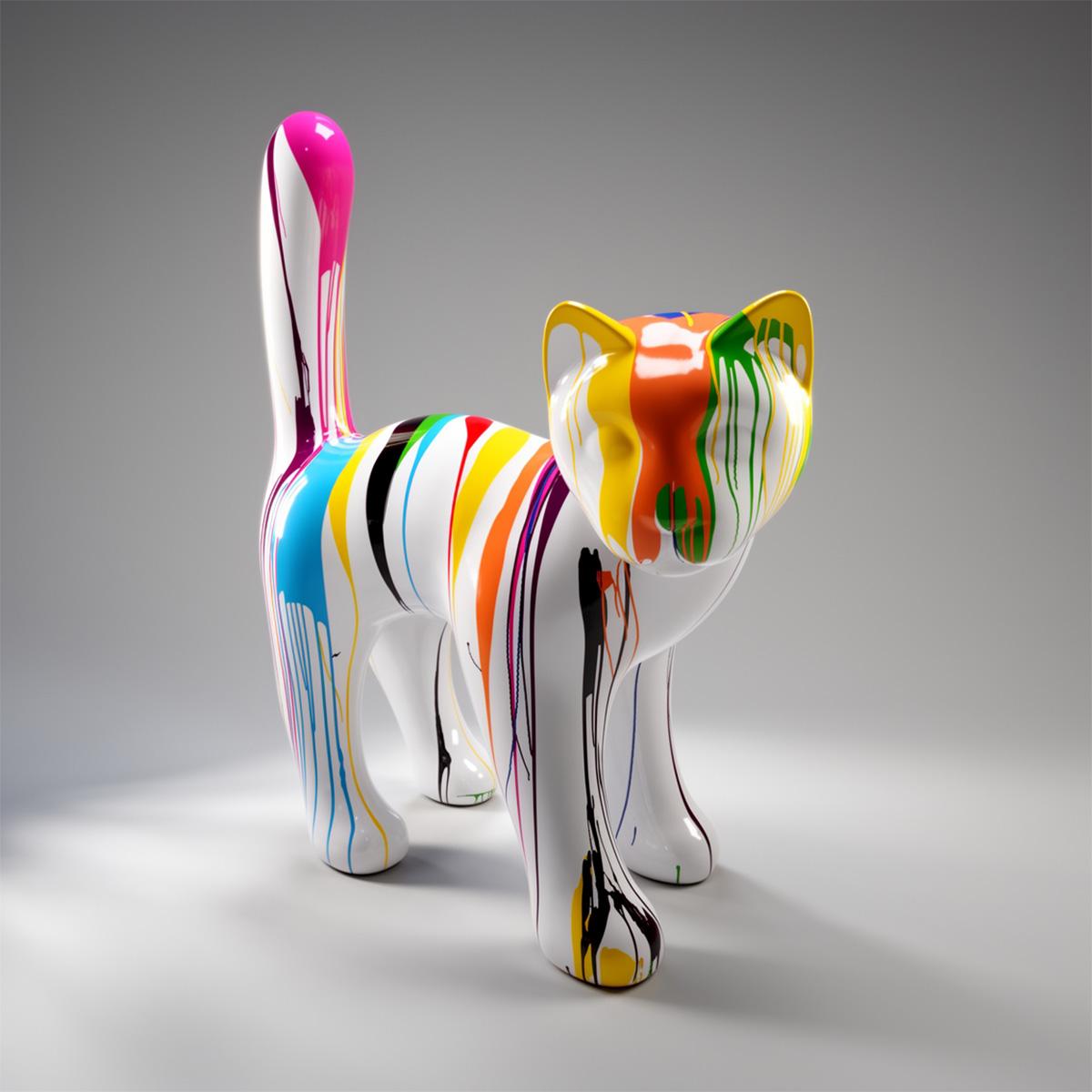 Grande Figure Décorative Chat Coloré – Image 3