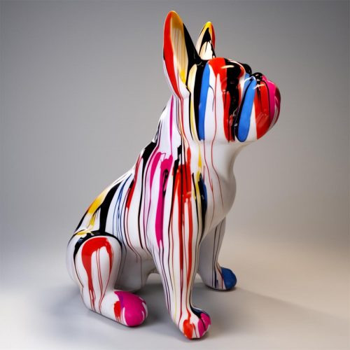 Figurine bulldog assis SL multicolore