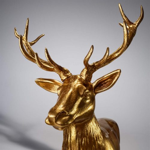 Figure Décorative 3D - Grand Cerf Doré Pailleté