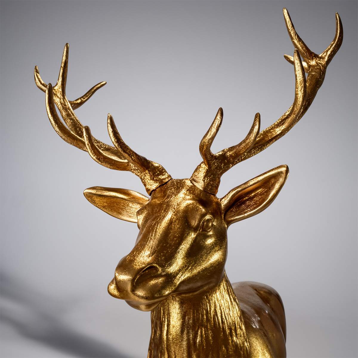 Figure Décorative 3D - Grand Cerf Doré Pailleté