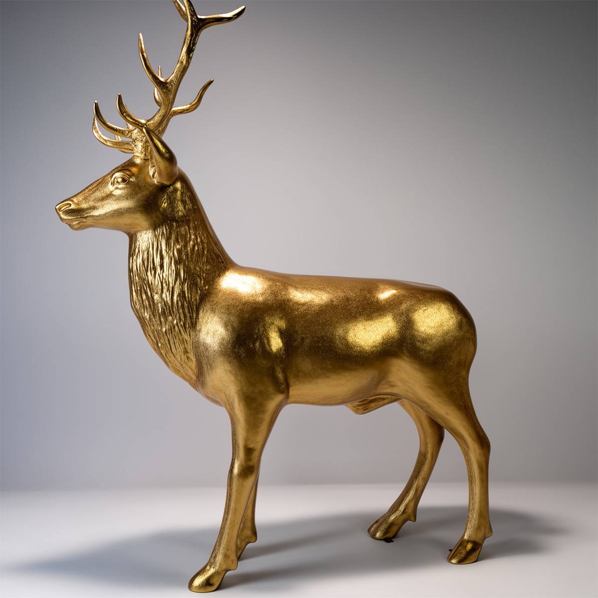 Figure Décorative 3D - Grand Cerf Doré Pailleté – Image 4