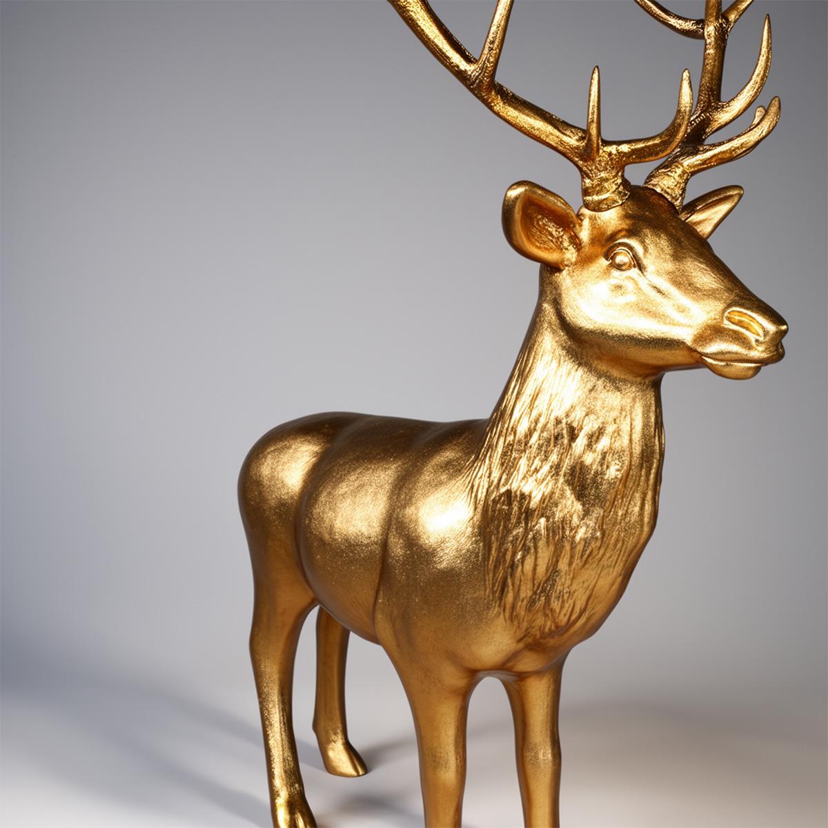 Figure Décorative 3D - Grand Cerf Doré Pailleté – Image 3