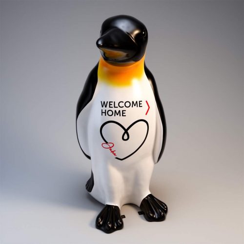 Grande figurine décorative de pingouin en stratifié