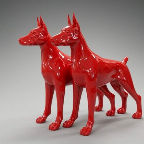 Chien - Grande figurine décorative de Doberman en 3D