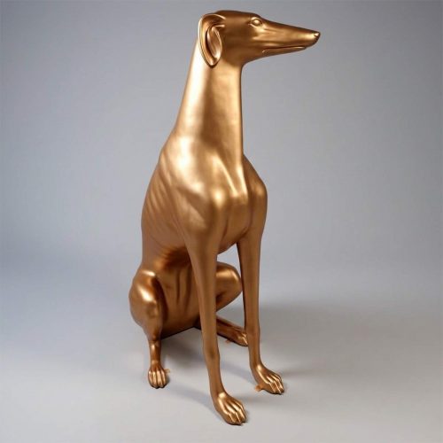 Grande statue chien lévrier doré