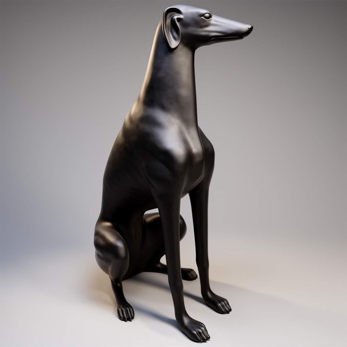 Grande figurine chien noir lévrier – Image 3