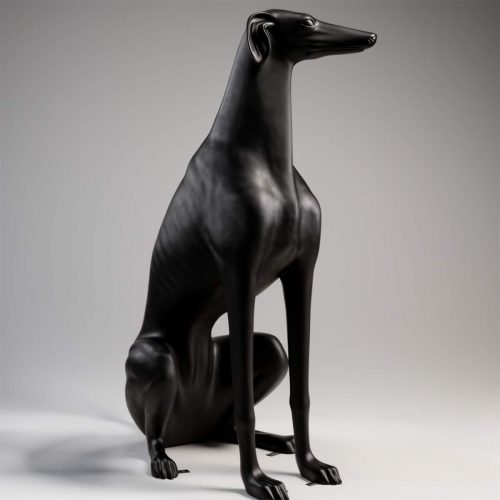 Grande figurine chien noir lévrier