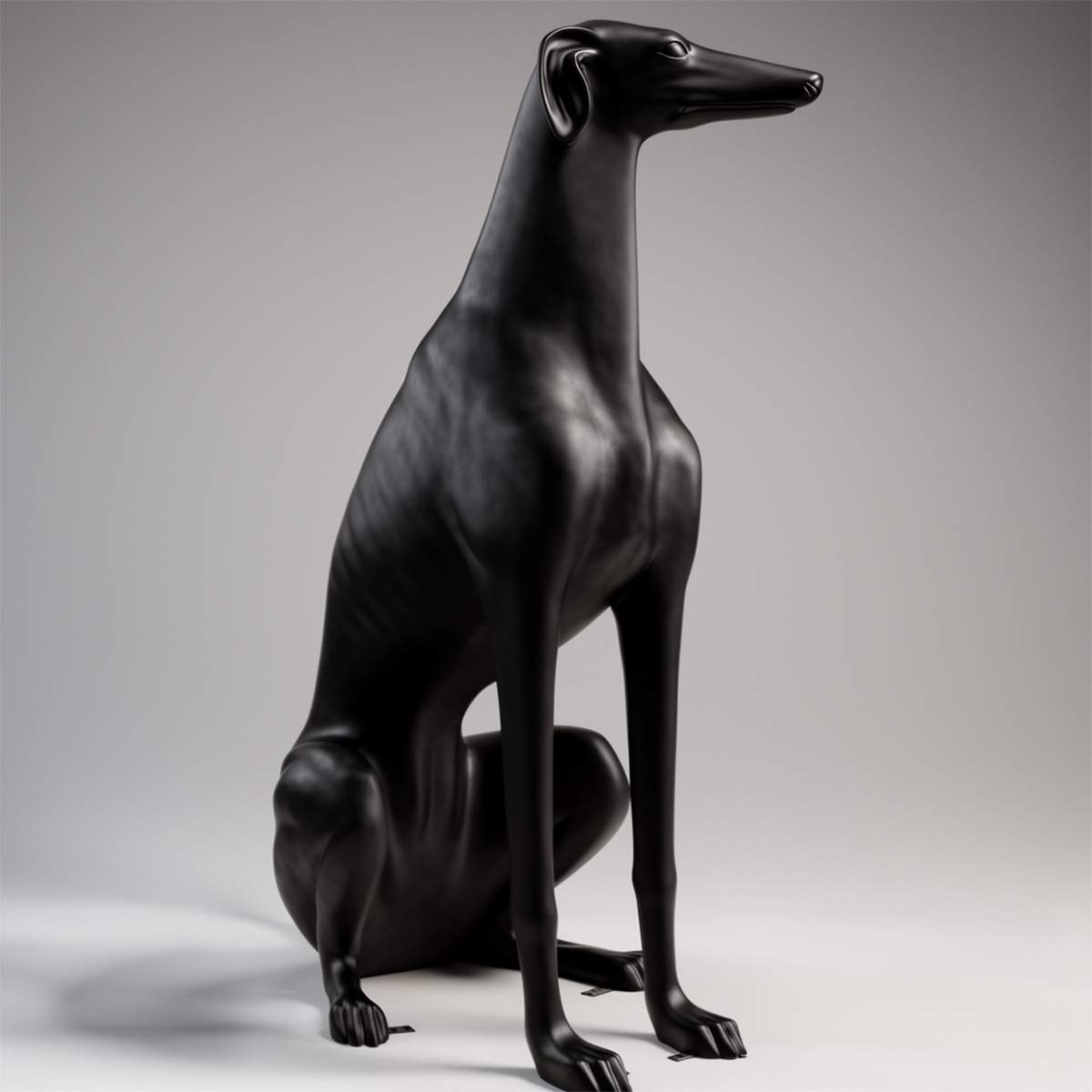 Grande figurine chien noir lévrier