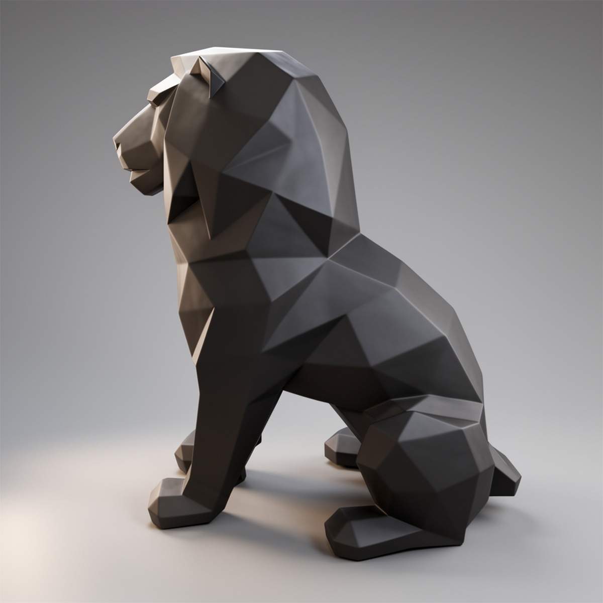 Figure Monochrome Lion Géométrique – Image 3