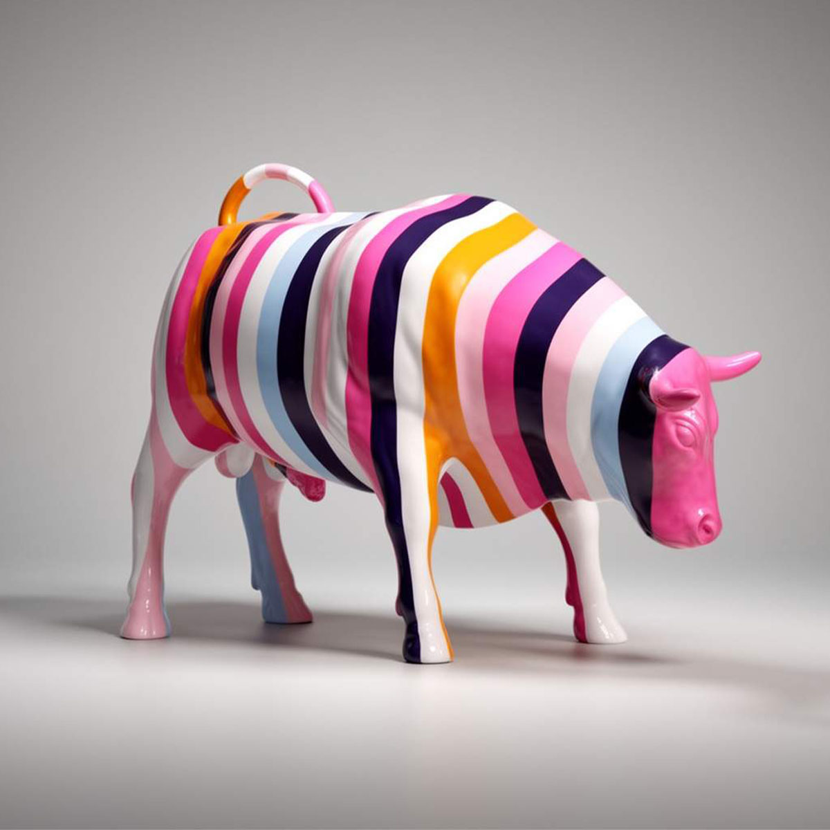 Grande Figure Publicitaire Taureau À Rayures Colorées – Image 2