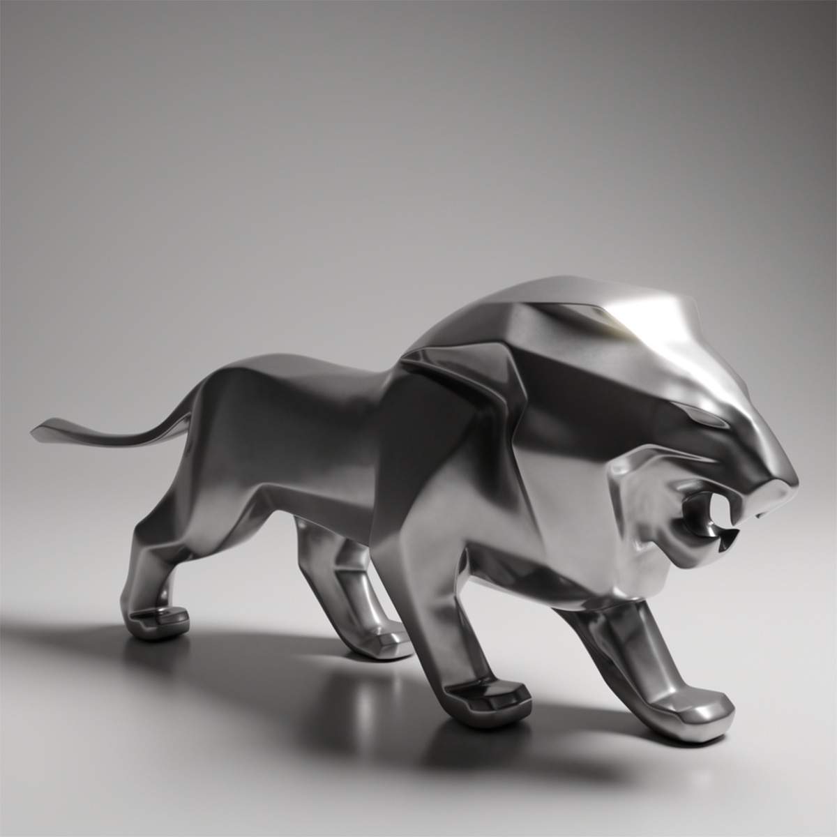 Figure Exclusive de Lion - Brillance Argentée – Image 3