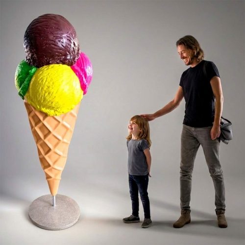 Grande figurine publicitaire de glace en cornet