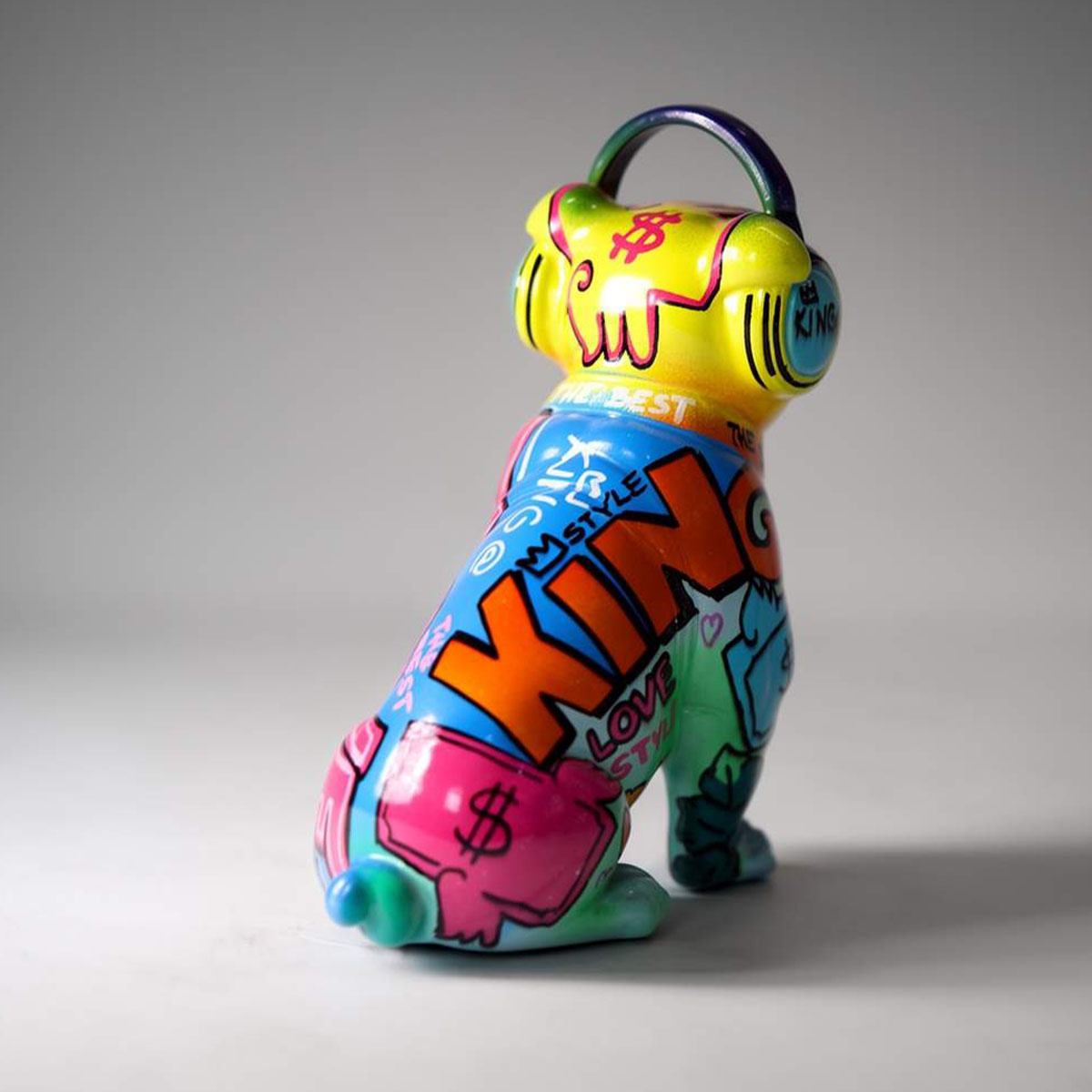 Figure Décorative Bulldog Avec Casque Audio Kinga Pop Art – Image 5