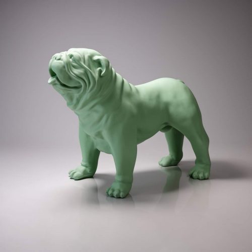 Figura dekoracyjna pies bulldog usa średni, pastelowy - zielony