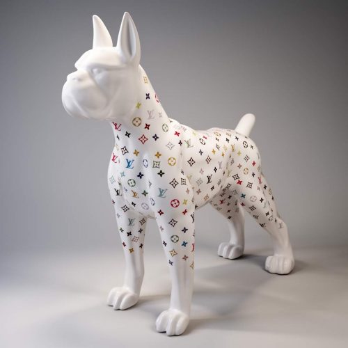 Grande figurine de chien Boxer - monogramme
