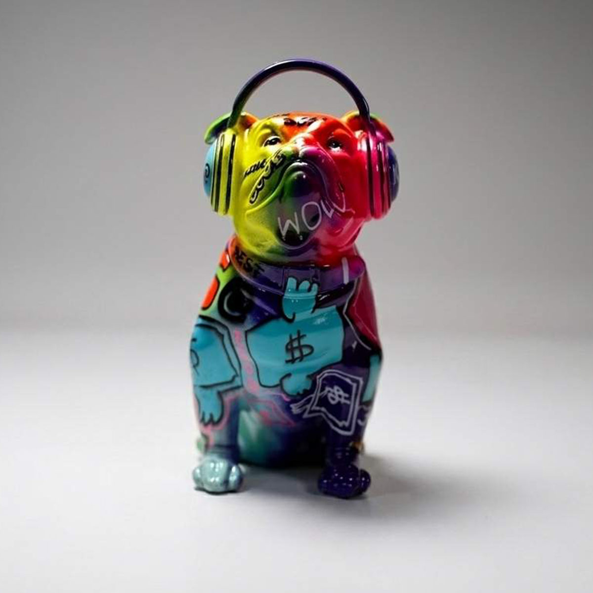 Figure Décorative Bulldog Avec Casque Audio Kinga Pop Art – Image 2