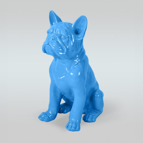 pies bulldog Juki L - siedzący jeden kolor + naklejka