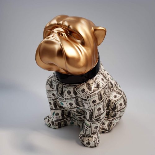 Chien Bulldog Angelo 60cm - Signes de dollars