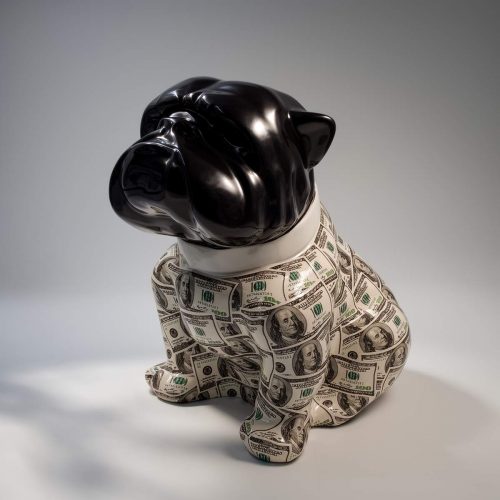 Chien Bulldog Angelo 40cm - Signes de dollars