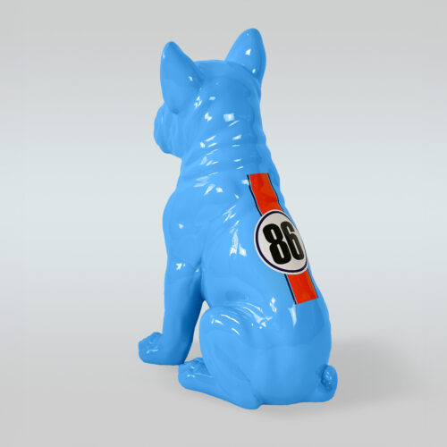 pies bulldog Juki L - siedzący jeden kolor + naklejka