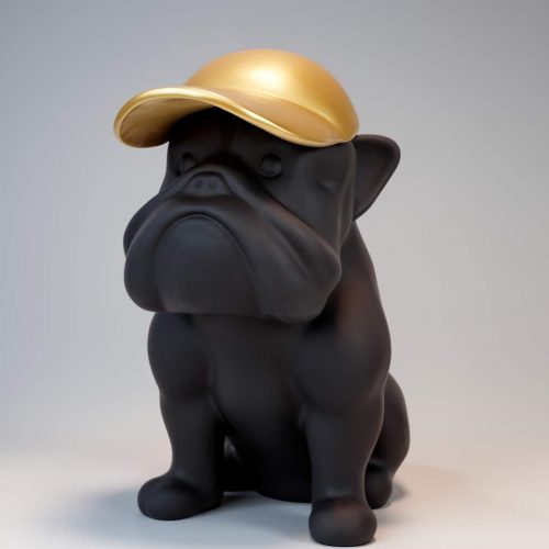 Bulldog avec casquette - peint mat