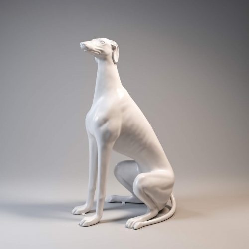 Grande figurine lévrier blanc