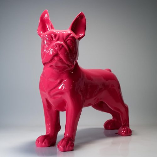 Grande figurine de bouledogue français - rose