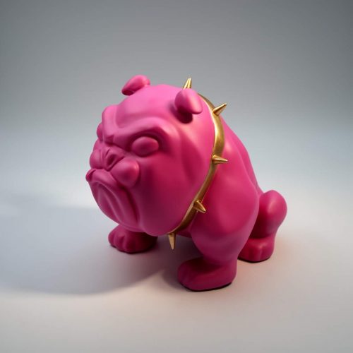 Chien Bulldog Avella 55cm - Rose mat