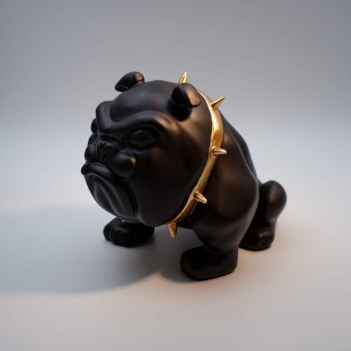 Chien Bulldog Avella 22cm - Noir mat