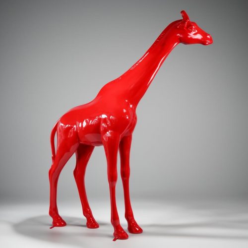 Grande statue girafe taille réelle - rouge