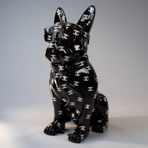 pies Duża figura bulldoga z krawatem w okularach – Logo