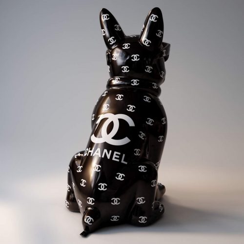 pies Duża figura bulldoga z krawatem w okularach – Logo