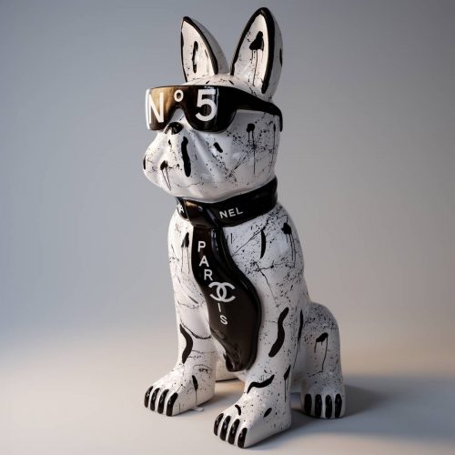 pies Duża figura bulldoga z krawatem w okularach – No.5
