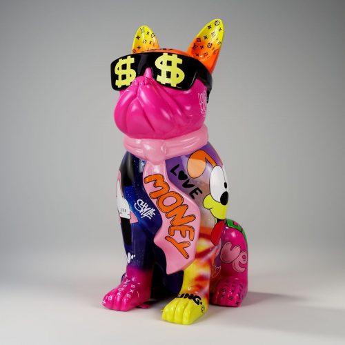 Chien Grande figurine de bouledogue avec cravate et lunettes – Kinga