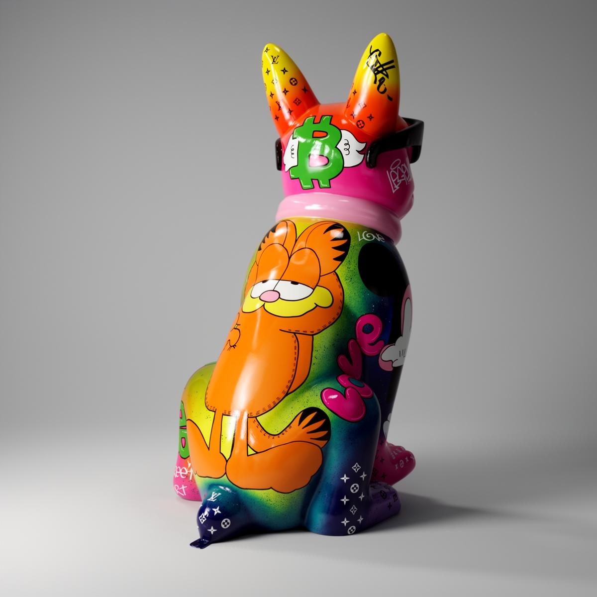 Grande Figure Décorative Bulldog Avec Cravate Et Lunettes Kinga – Image 2