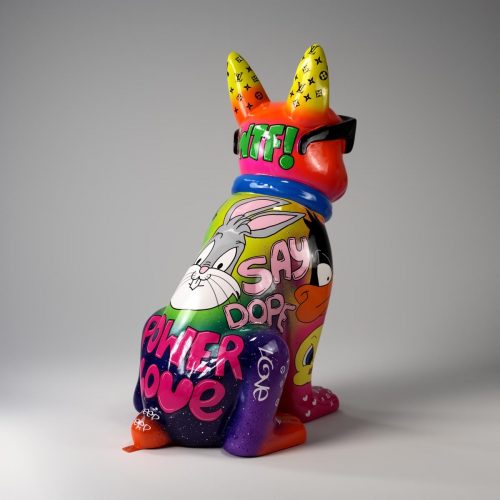 Grande figurine de chien bouledogue avec cravate et lunettes – Looney Tunes