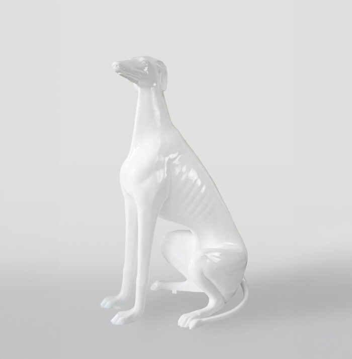 Duża figura biały pies greyhound