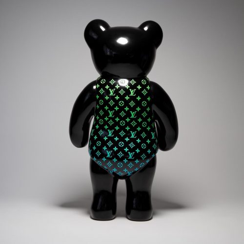 Monogramme d'ours en peluche debout - dégradé de vert