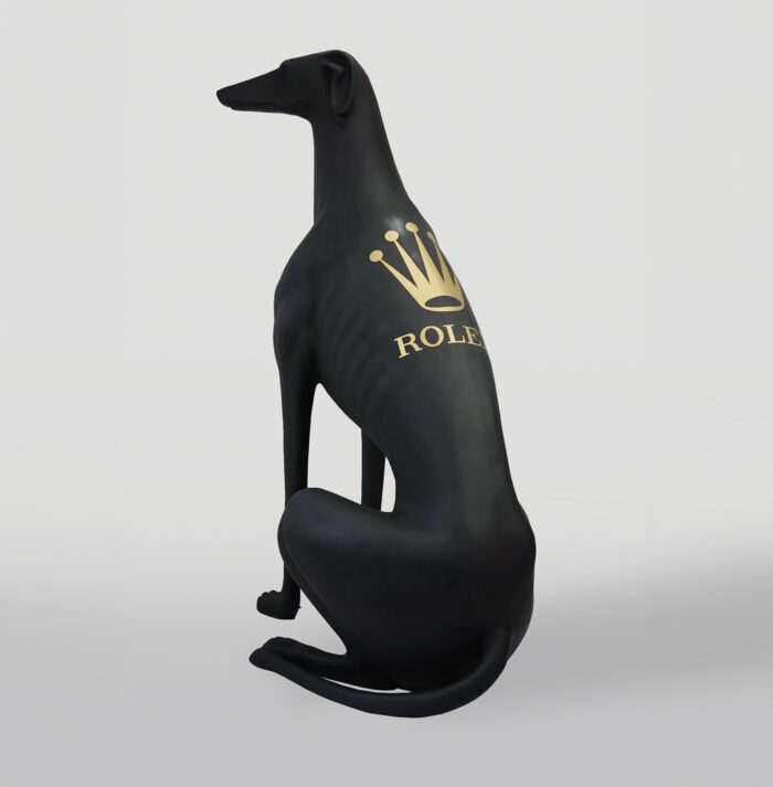 Duża figura czarny pies greyhound Rlx
