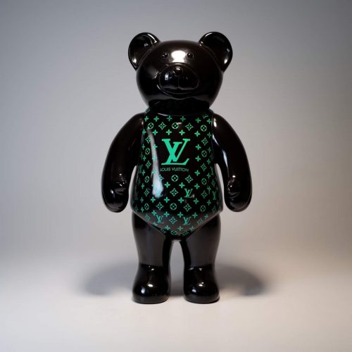 Monogramme d'ours en peluche debout - dégradé de vert