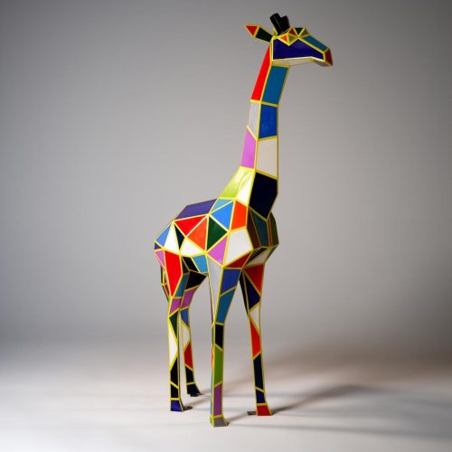 Grande figurine girafe géométrique en stratifié - Arlecchino