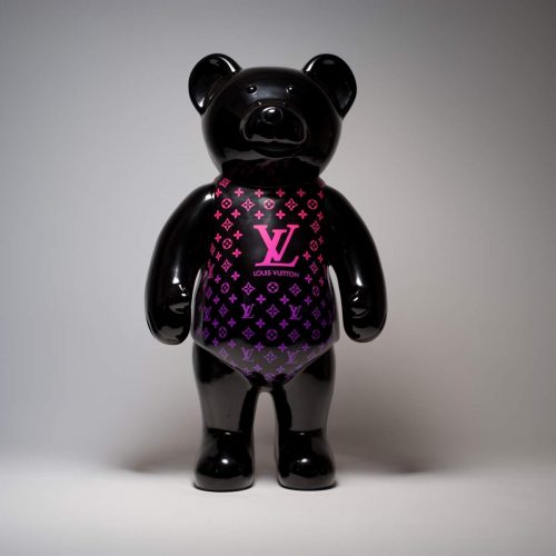 Ours en peluche debout monogramme - dégradé rose