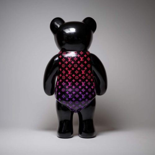 Ours en peluche debout monogramme - dégradé rose