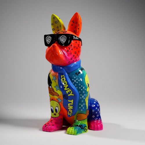 Grande figurine de chien bouledogue avec cravate et lunettes – Looney Tunes