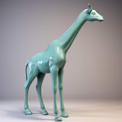 Grande figurine de girafe grandeur nature - cyan