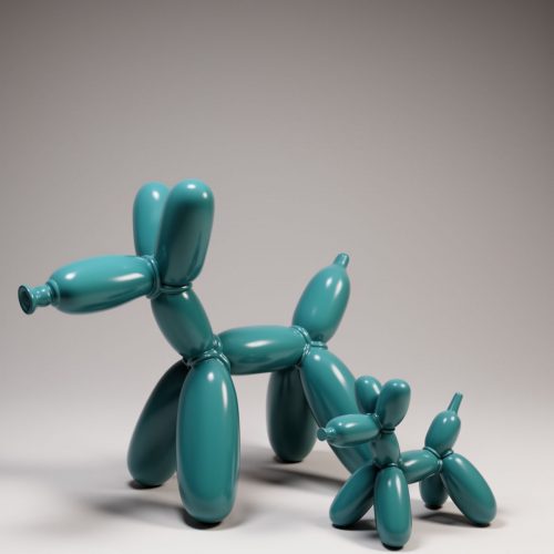Chien en Ballon Petite Figurine Décorative - Turquoise