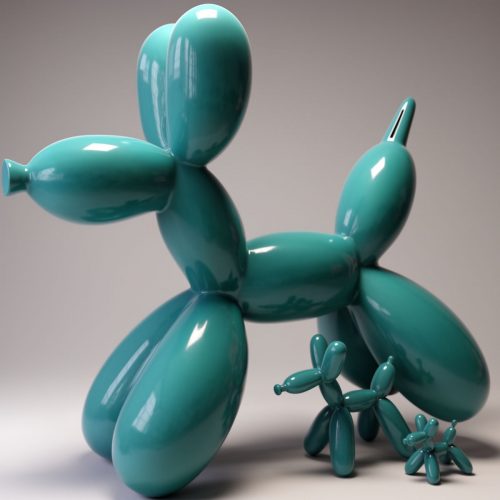 Chien en Ballons Grande Figurine Décorative - Turquoise