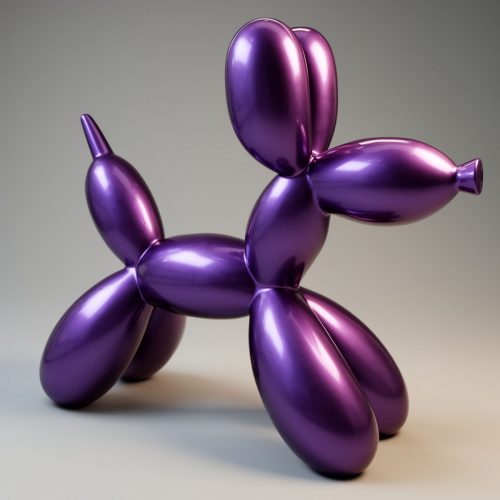 Grande Figure Décorative de Chien Ballon - Métallique Violet