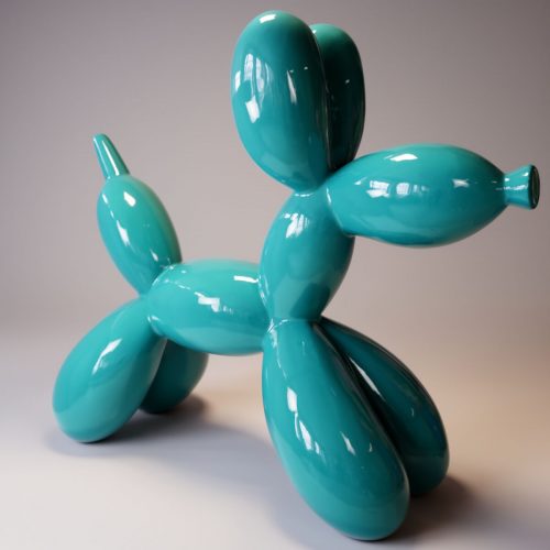 Chien en Ballons Grande Figurine Décorative - Turquoise